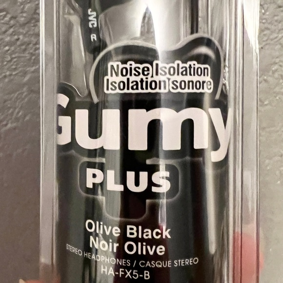 JVC Gumy Plus olive black noise isolation wired headphones HA-FX5-B - Picture 4 of 5